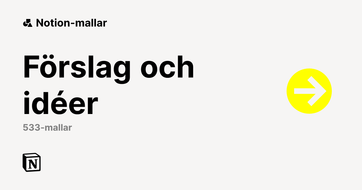 De bästa Förslag och idéer-mallarna från Notion | Marknadsplats för Notion