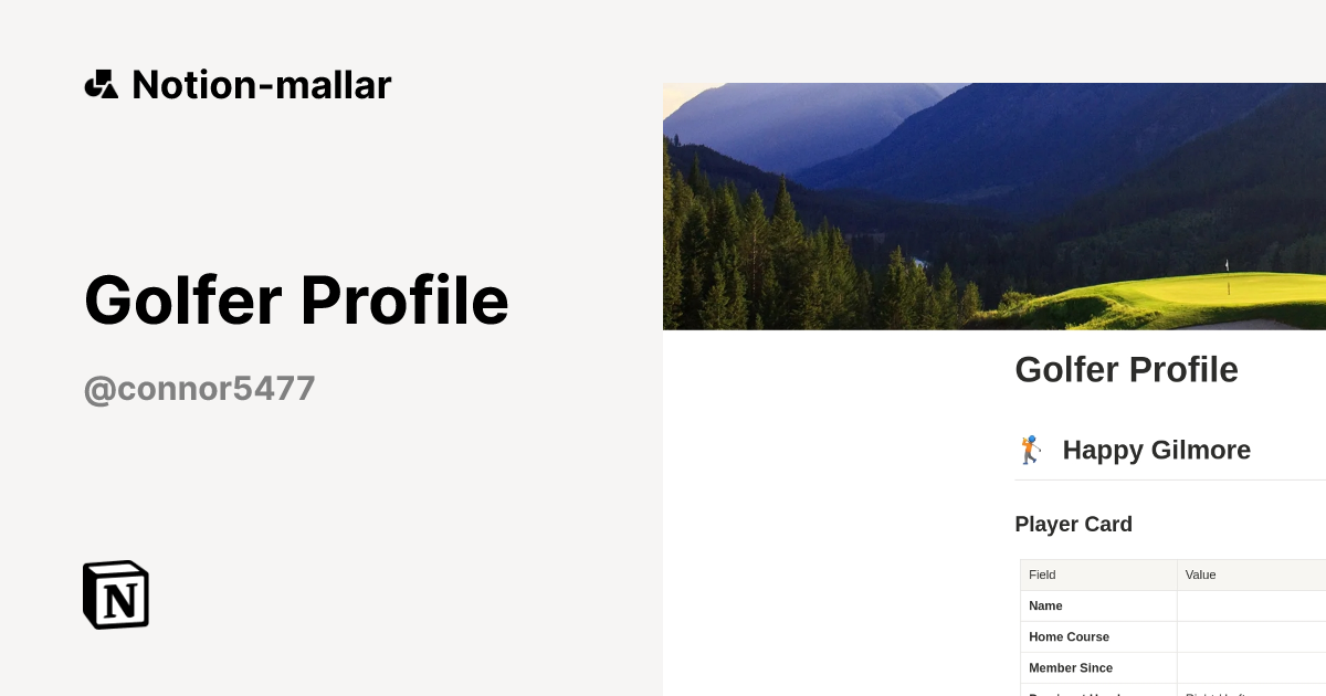 Golfer Profile Mall efter Connor5477 | Marknadsplats för Notion