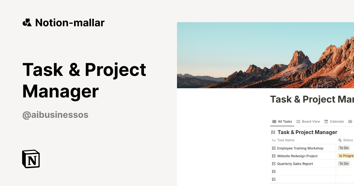 Task & Project Manager-mall | Marknadsplats för Notion