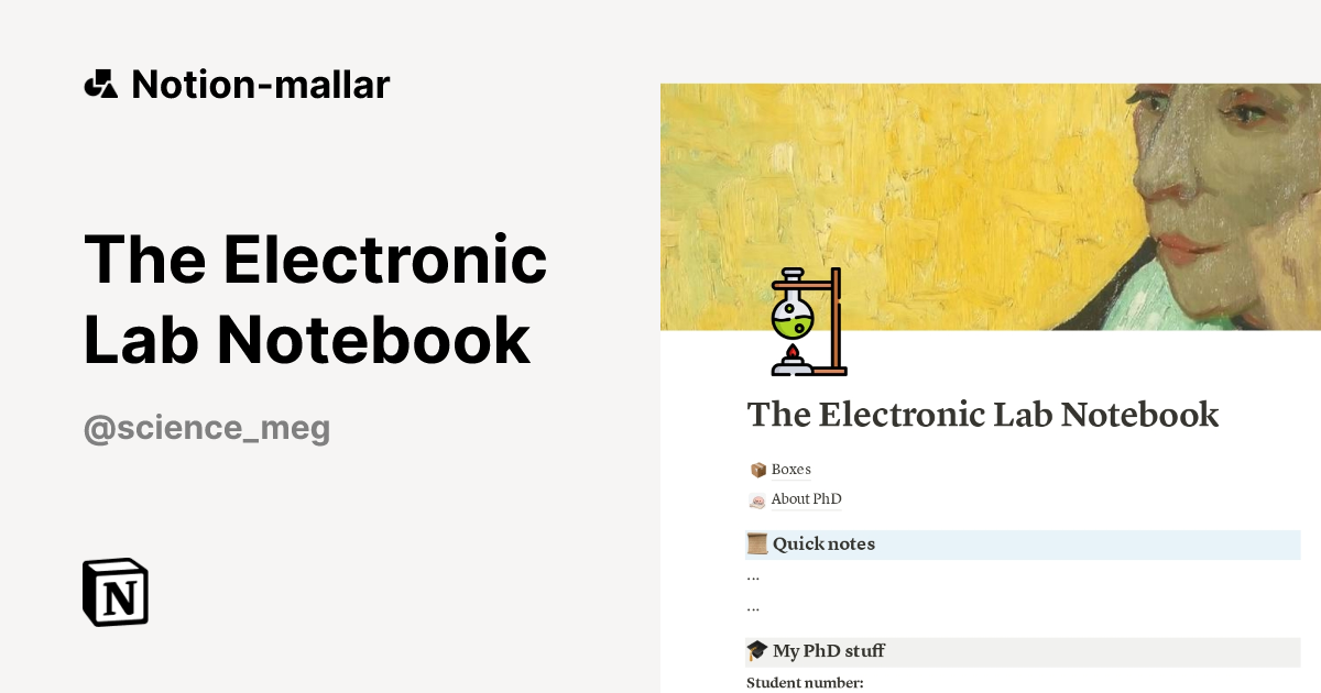 The Electronic Lab Notebook-mall | Marknadsplats för Notion