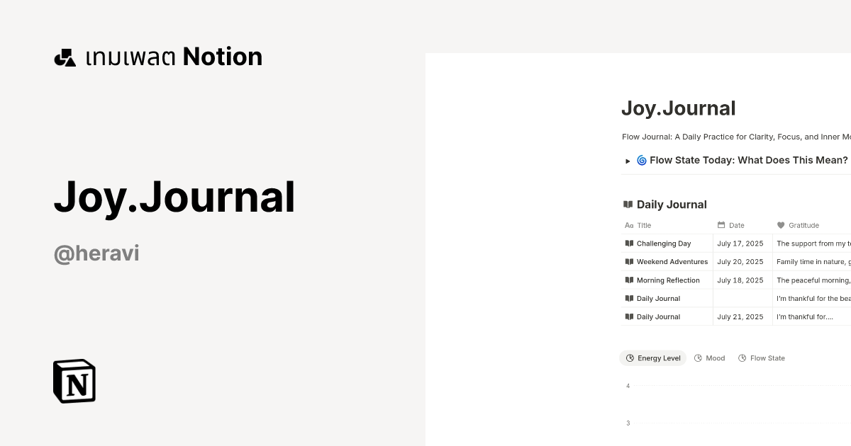 เทมเพลต Joy.Journal | มาร์เก็ตเพลส Notion