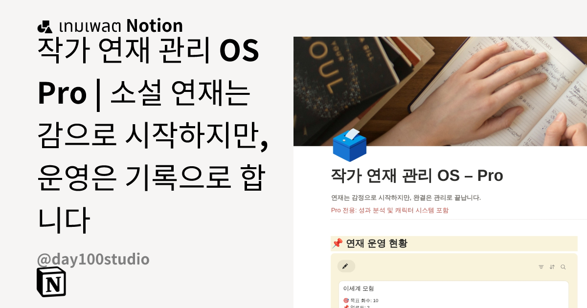 เทมเพลต 작가 연재 관리 OS Pro | 소설 연재는 감으로 시작하지만, 운영은 기록으로 합니다 โดย 백일연구소 ...