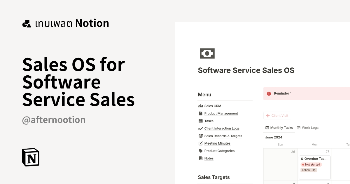 เทมเพลต Sales OS for Software Service Sales โดย After Notion | มาร์เก็ต ...