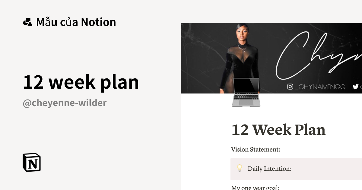 Mẫu 12 week plan | Thị trường Notion