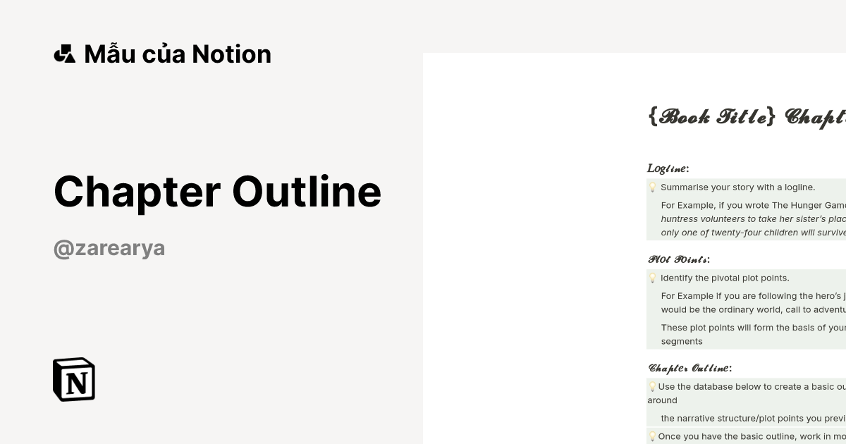 Mẫu Chapter Outline | Thị trường Notion
