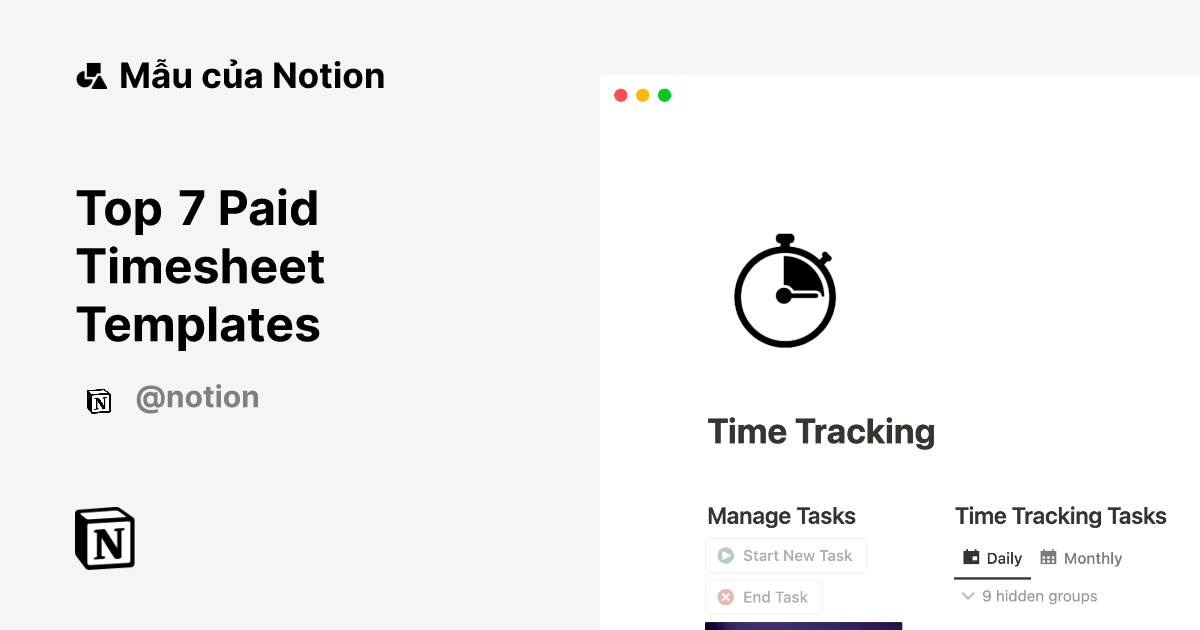 Top 7 Paid Timesheet Templates | Thị trường mẫu Notion