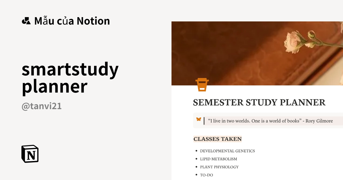 Mẫu smartstudy planner | Thị trường Notion