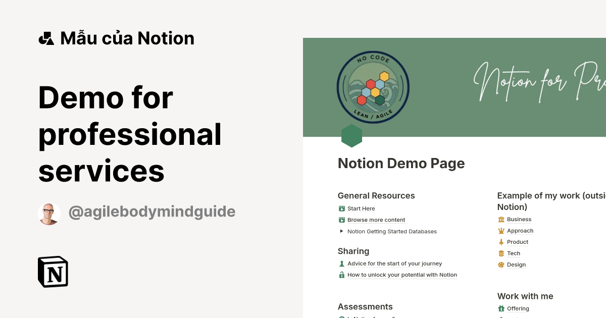 Mẫu Demo for professional services | Thị trường Notion