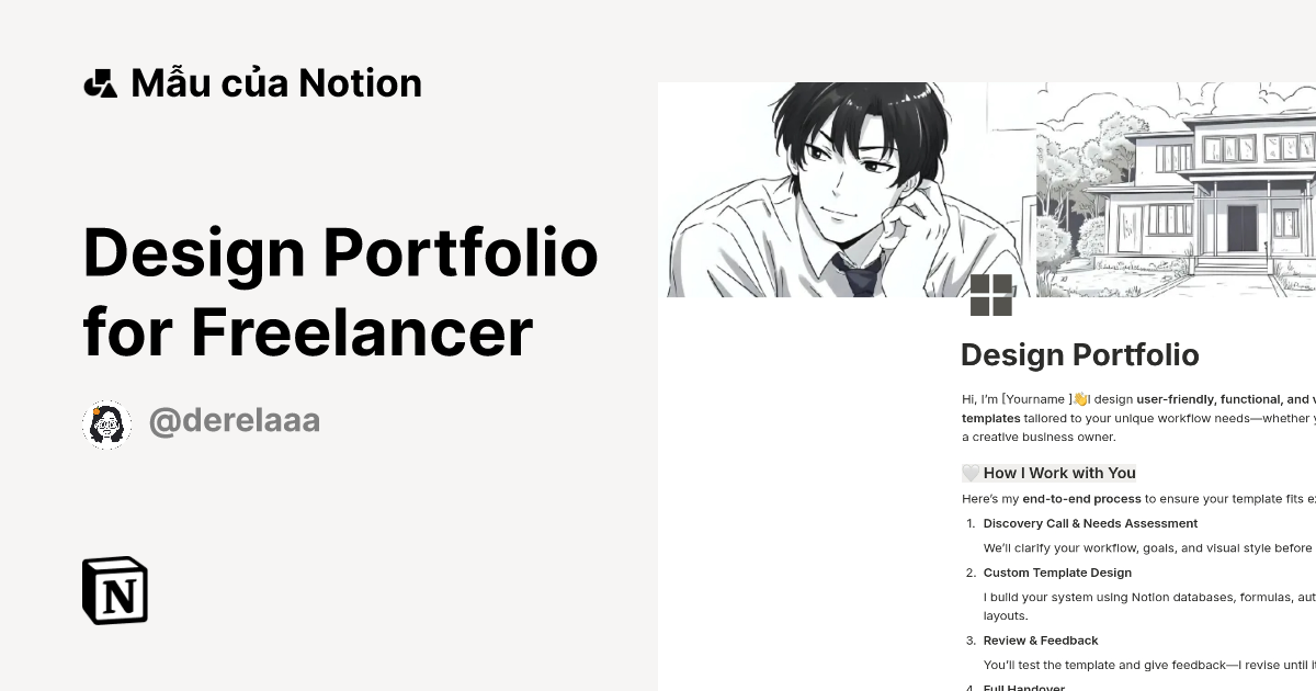 Mẫu Design Portfolio for Freelancer | Thị trường Notion