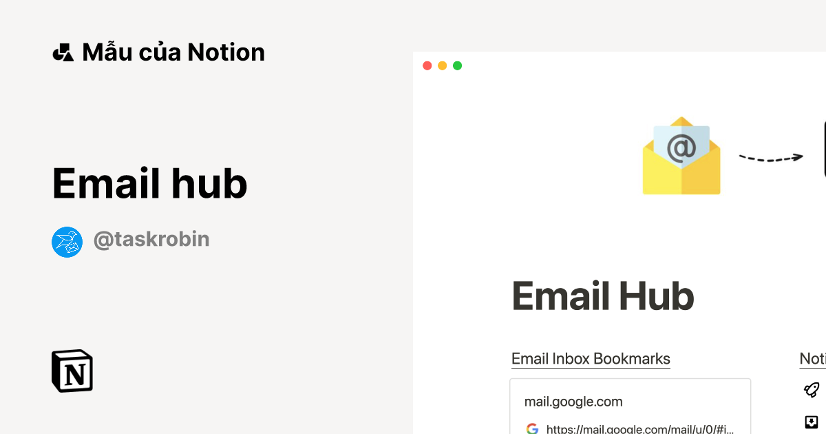 Mẫu Email hub | Thị trường Notion