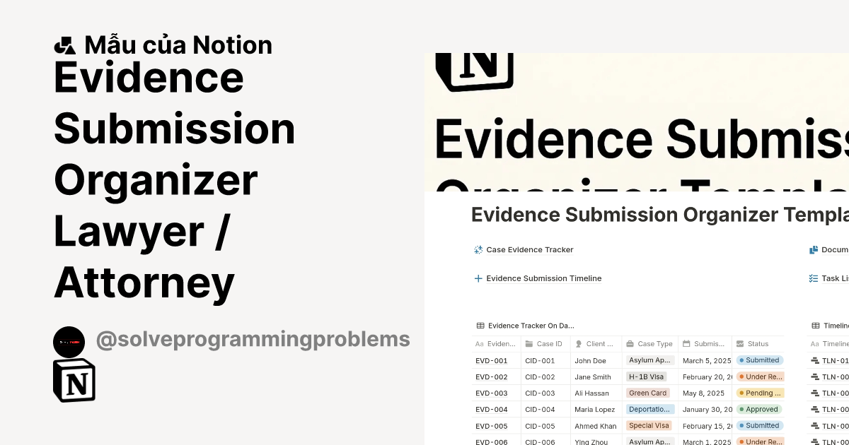 Evidence Submission Organizer Lawyer / Attorney Mẫu do Hams AI Tech tạo ...