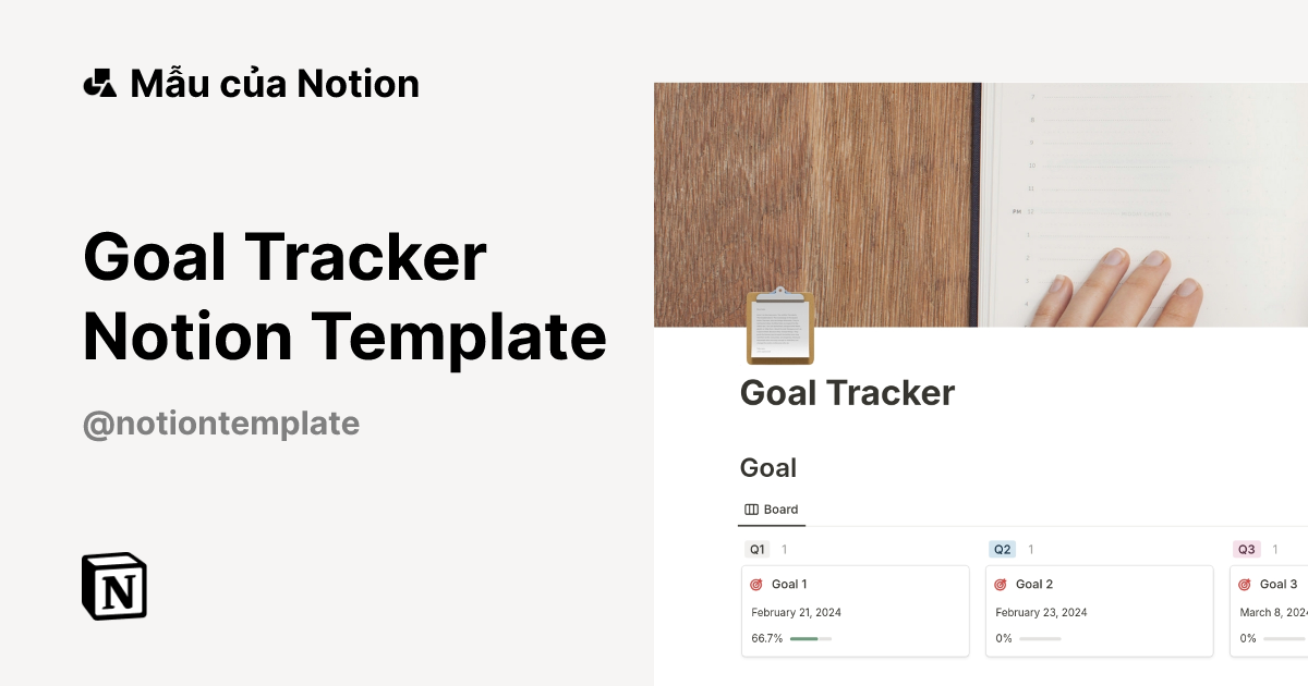 Goal Tracker Notion Template Mẫu do Cg54 tạo | Thị trường Notion