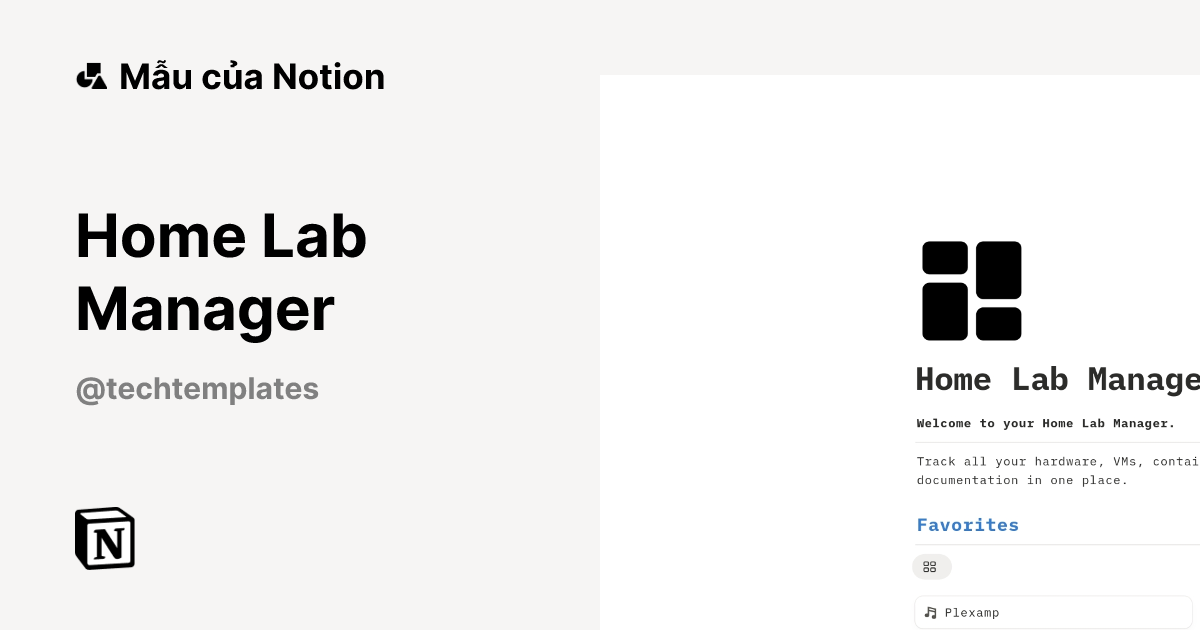Home Lab Manager Mẫu do Tech Templates tạo | Thị trường Notion