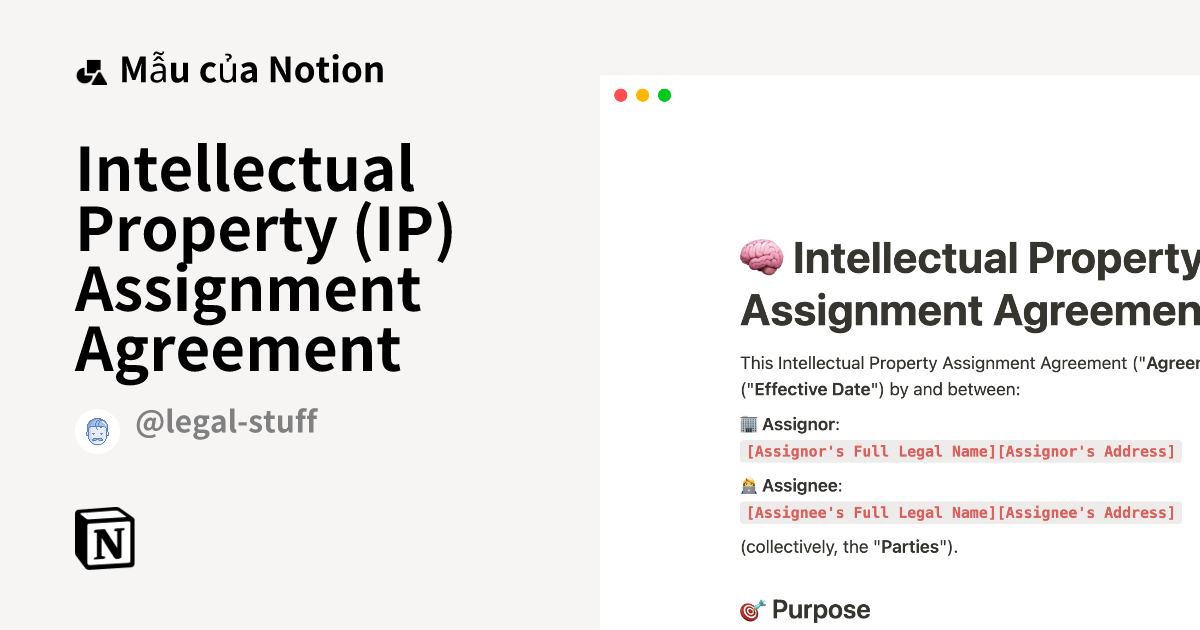 Mẫu Intellectual Property (IP) Assignment Agreement | Thị trường Notion