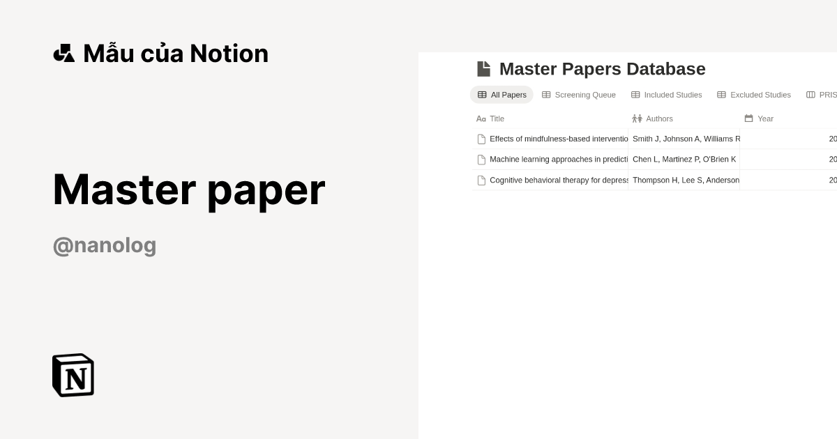 Mẫu Master paper | Thị trường Notion