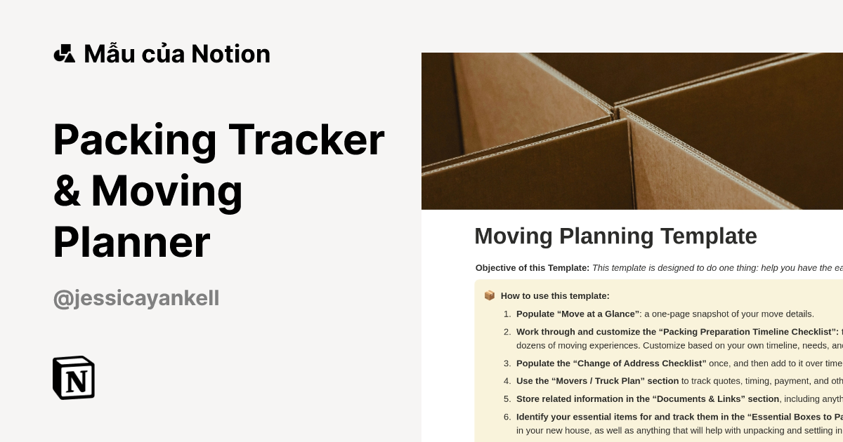 Packing Tracker & Moving Planner Mẫu do Jessica Yankell tạo | Thị ...