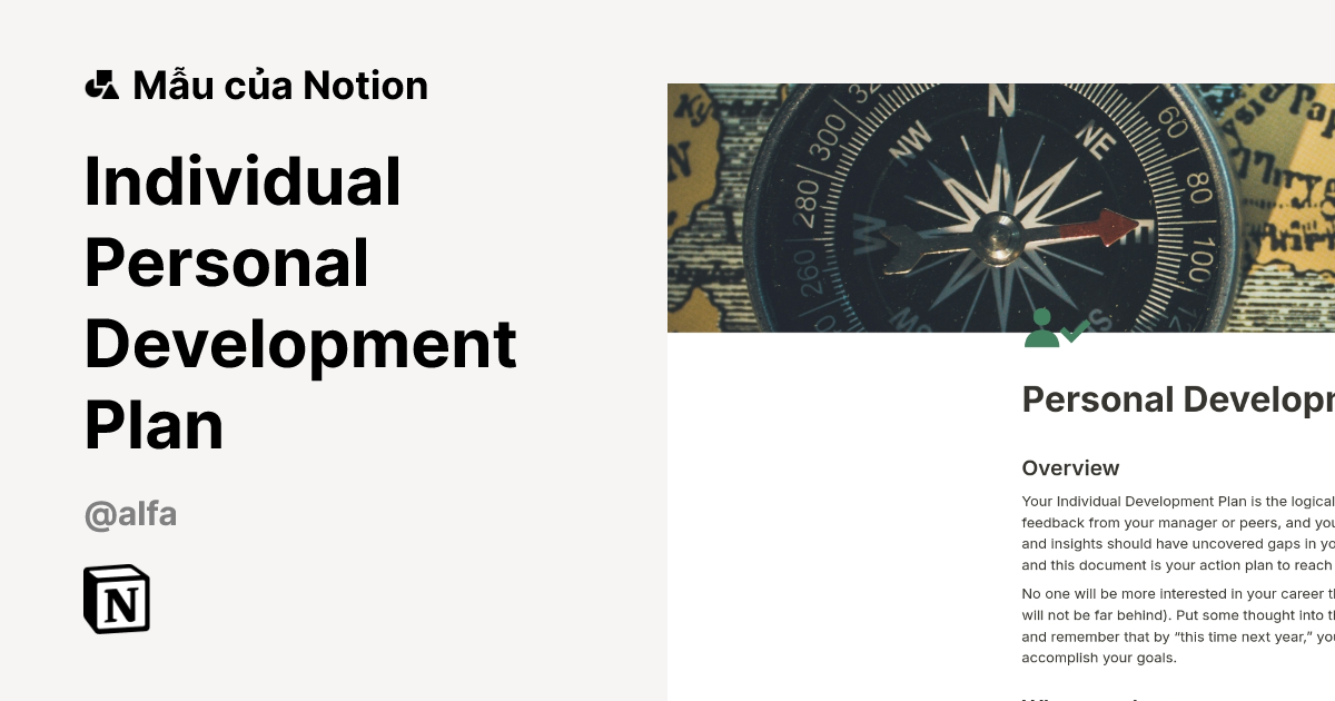 Mẫu Individual Personal Development Plan | Thị trường Notion