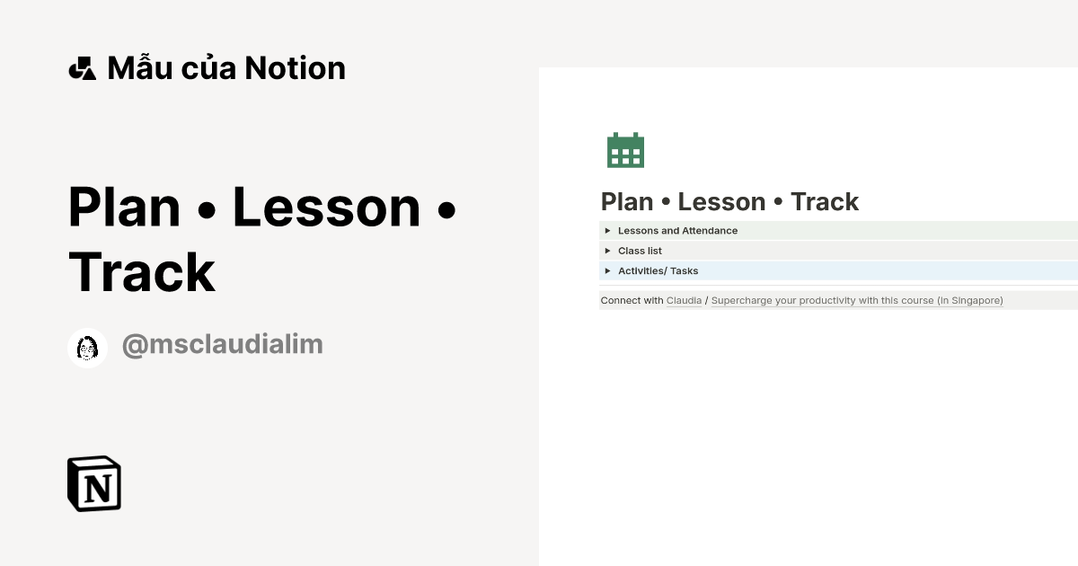 Mẫu Plan • Lesson • Track | Thị trường Notion