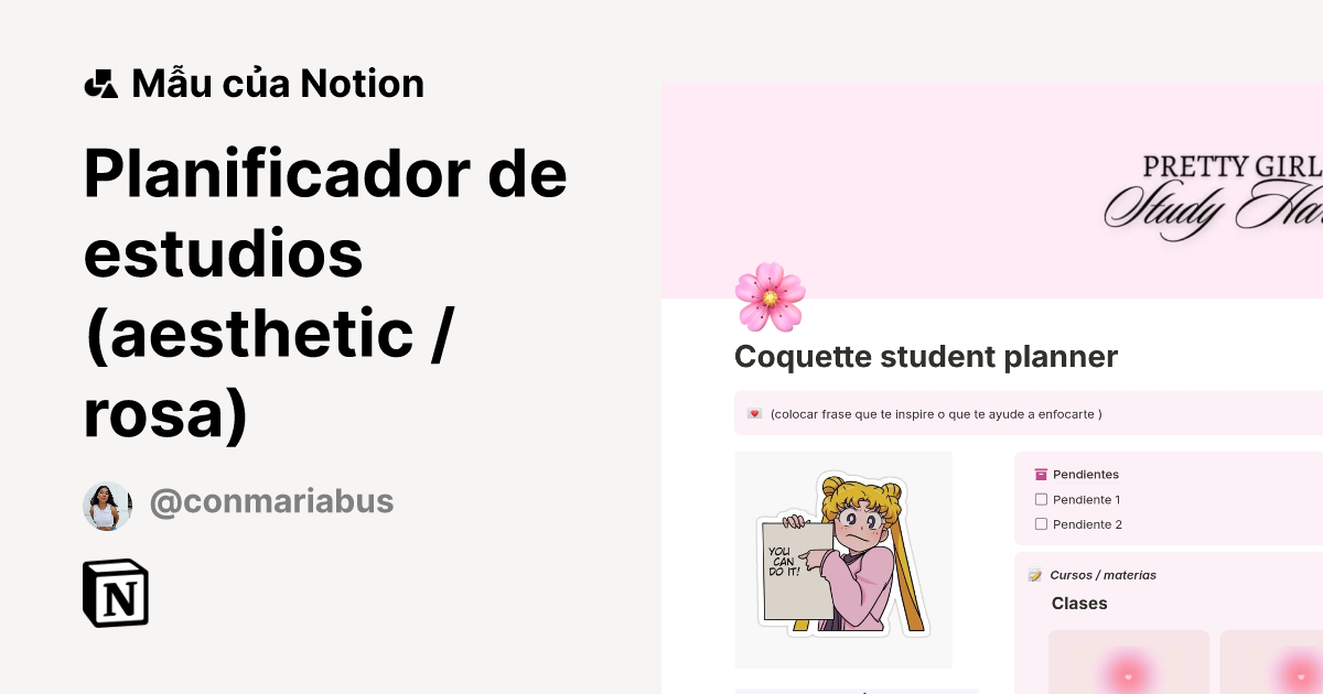 Planificador de estudios (aesthetic / rosa) Mẫu do Conmariabus tạo ...