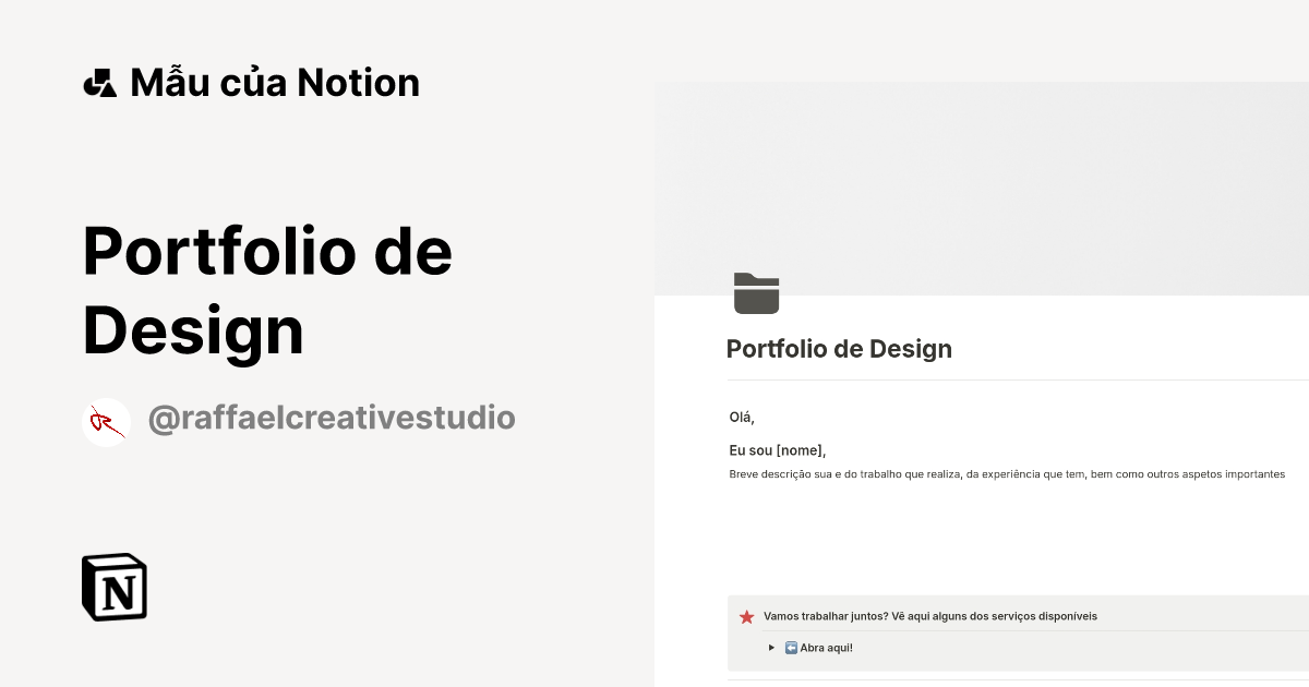 Mẫu Portfolio de Design | Thị trường Notion