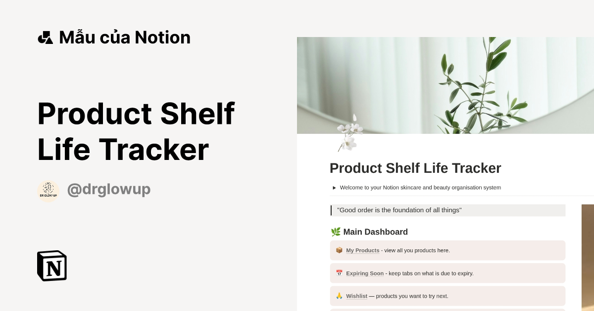 Mẫu Product Shelf Life Tracker | Thị trường Notion
