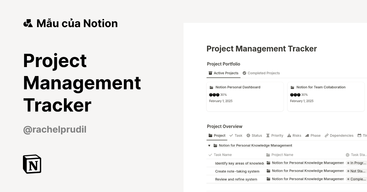 Mẫu Project Management Tracker | Thị trường Notion