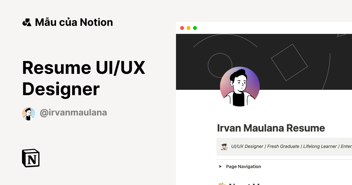 Mẫu Resume UI/UX Designer | Thị trường Notion