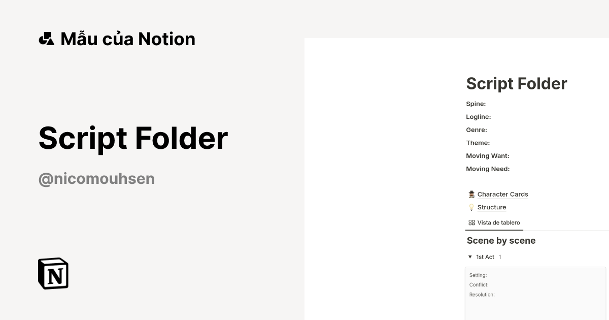 Script Folder Mẫu do Nico Mouhsen tạo | Thị trường Notion