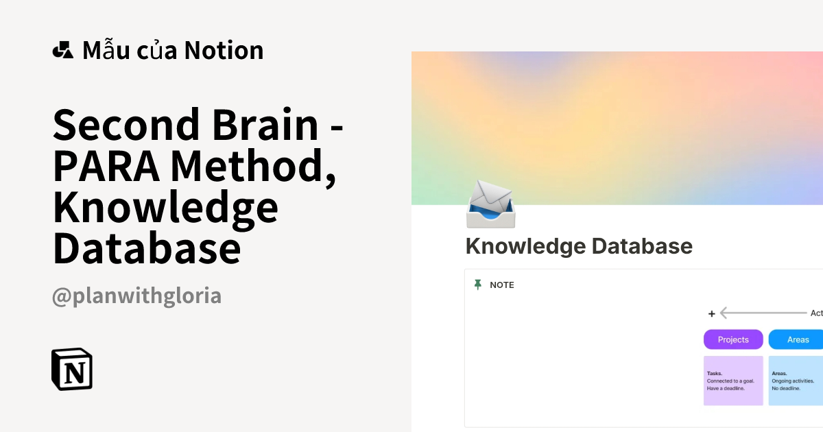 Mẫu Second Brain - PARA Method, Knowledge Database | Thị trường Notion