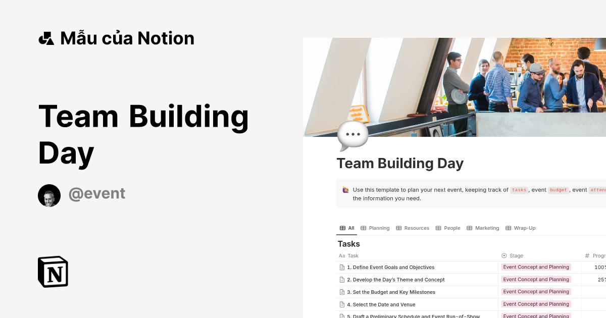 Mẫu Team Building Day | Thị trường Notion
