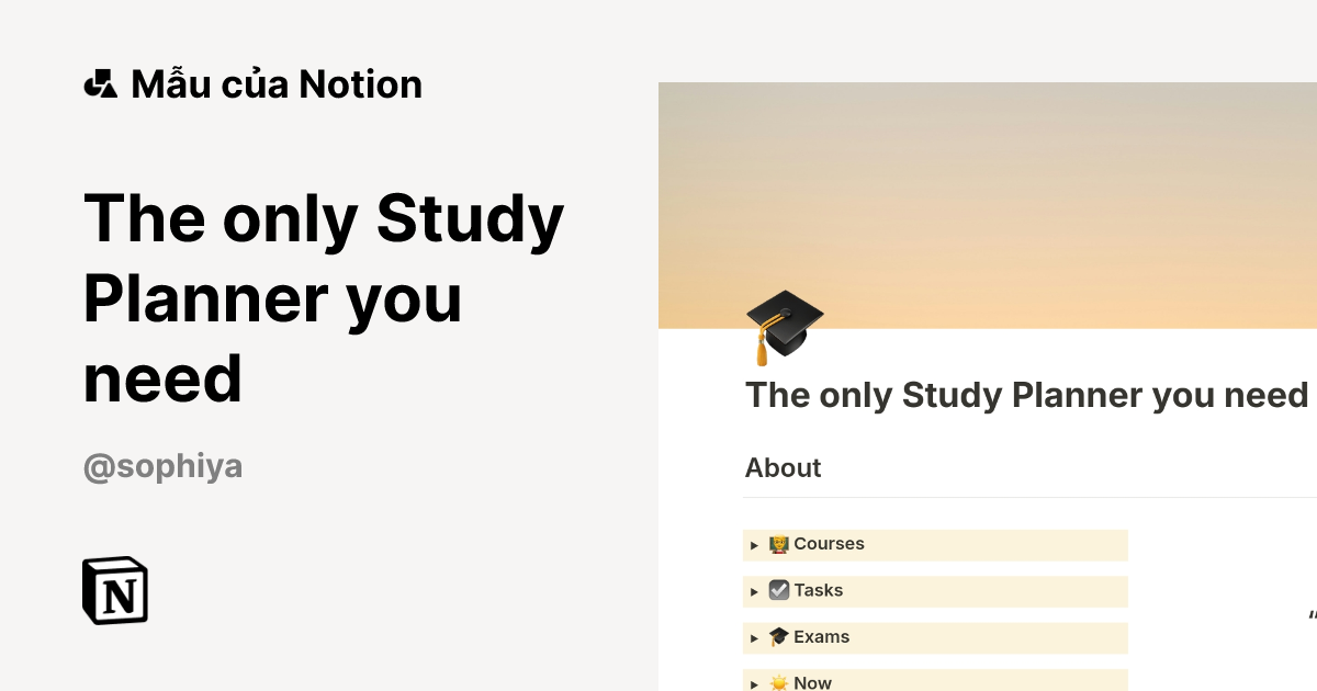 The only Study Planner you need Mẫu do Sophia tạo | Thị trường Notion