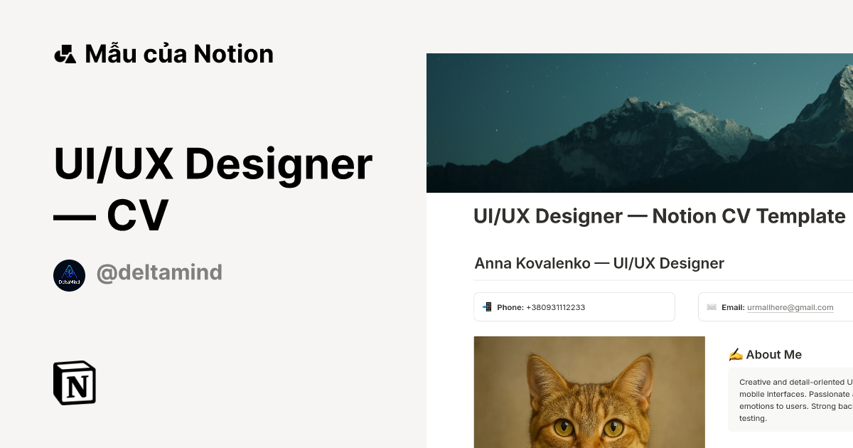Mẫu UI/UX Designer — CV | Thị trường Notion