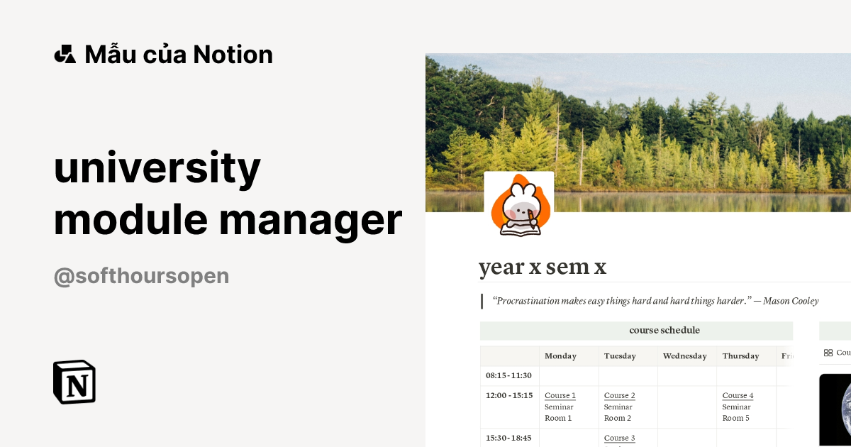 university module manager Mẫu do phaedra tạo | Thị trường Notion