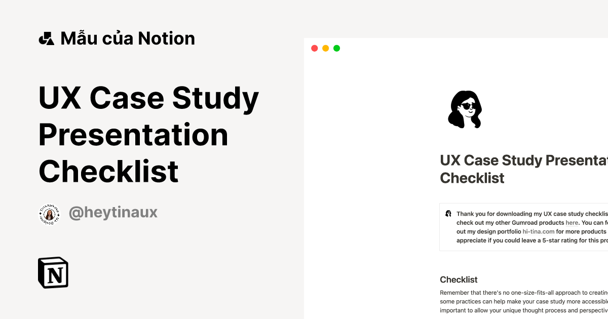 UX Case Study Presentation Checklist Mẫu do Tina Iurkova tạo | Thị ...