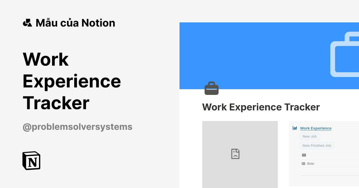 Mẫu Work Experience Tracker | Thị trường Notion