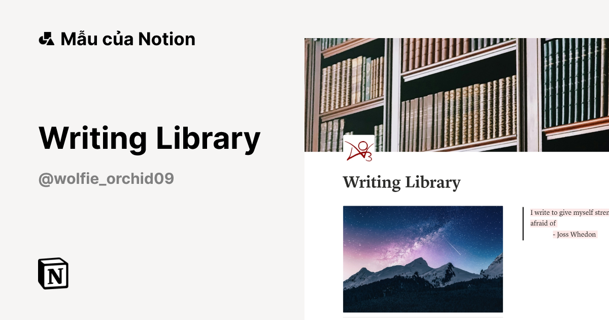 Writing Library Mẫu do Wolfie tạo | Thị trường Notion
