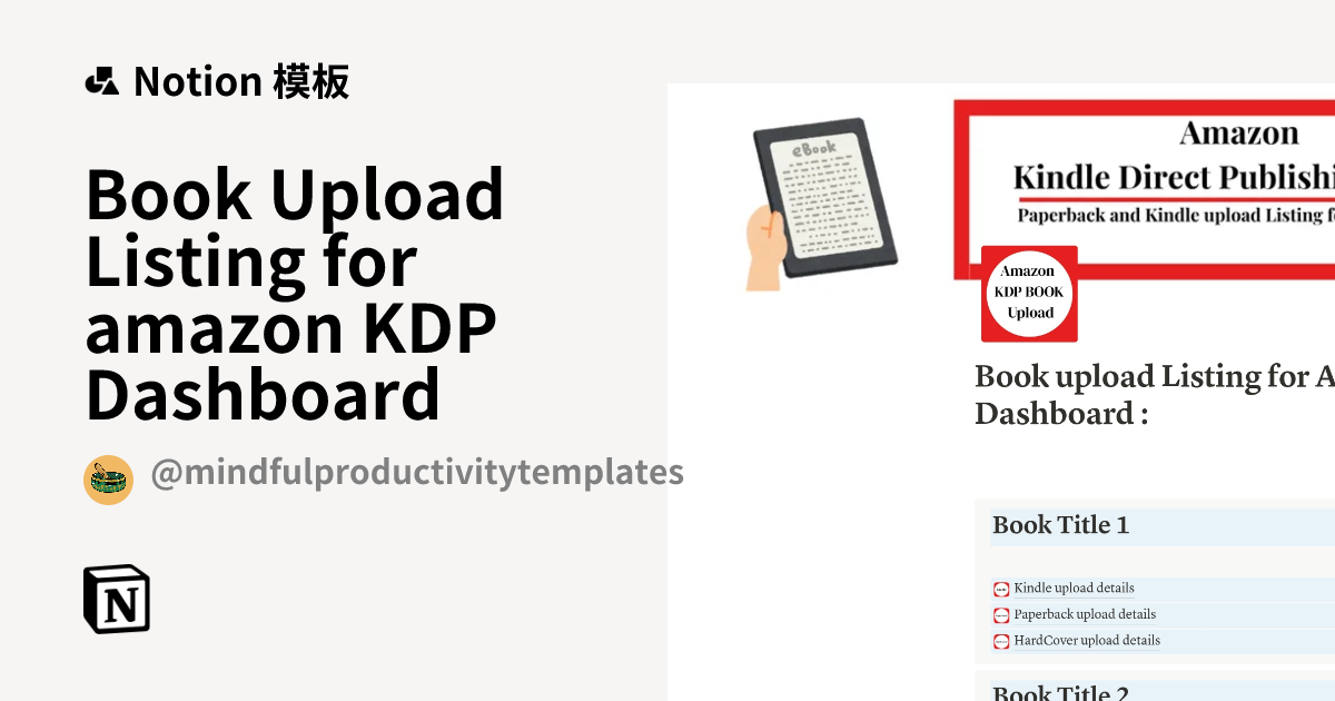  mindful productivity templates book upload listing for amazon kdp