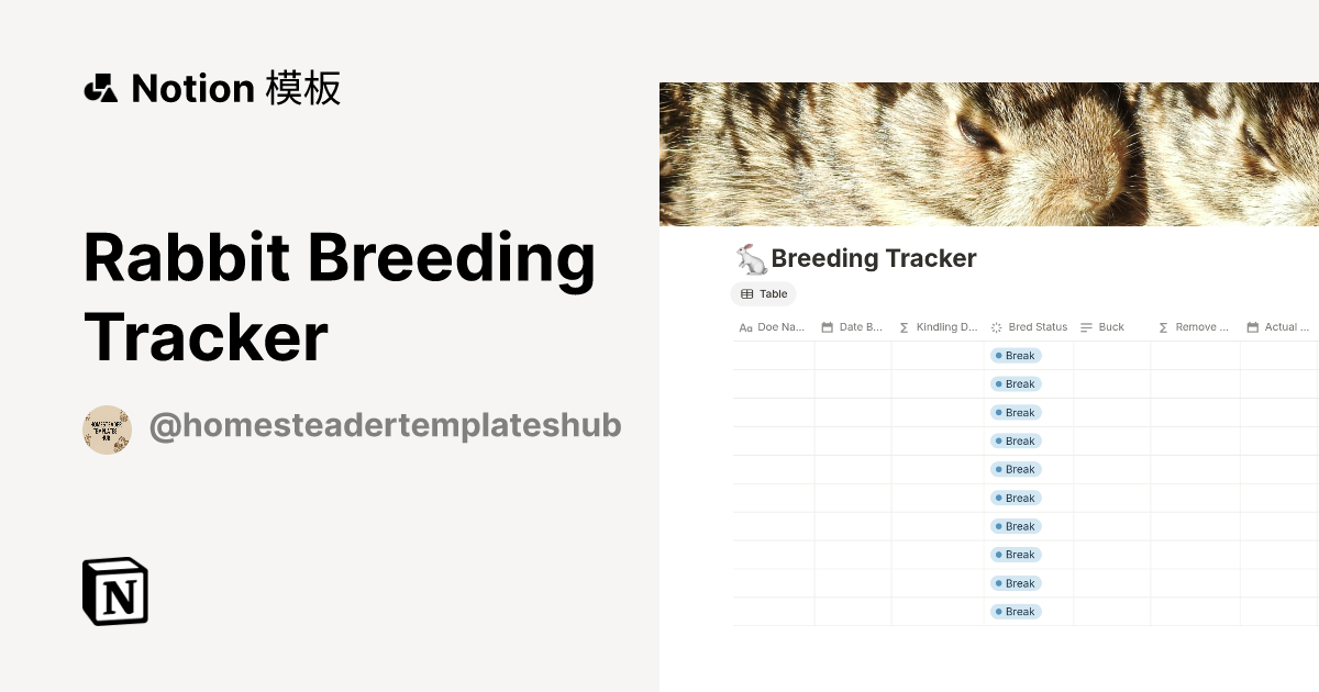 Rabbit Breeding Tracker 模板 | Notion 市集